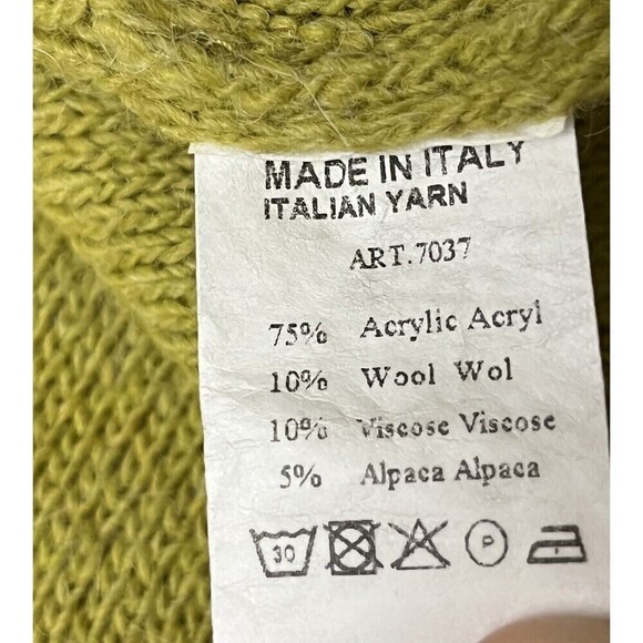 Yida Green Long Lined Cardigan Sleeveless Wool Alpaca Knit Open Designer Retro L - Picture 9 of 11